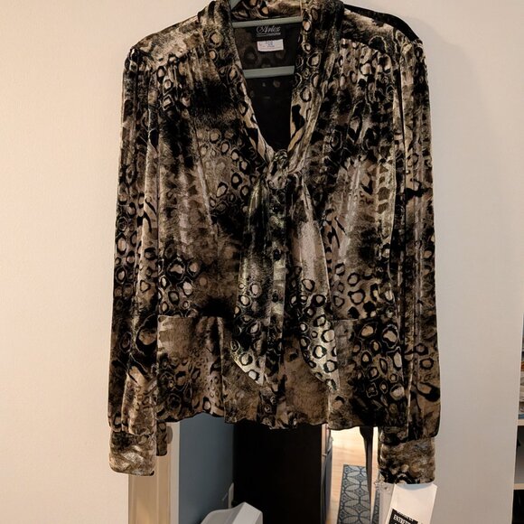 Vintage Animal Print Velvet Blouse Artex Collections - Picture 7 of 10